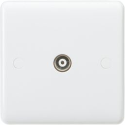 Knightsbridge Curved Edge 1-Gang Isolated Coaxial TV Socket White