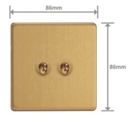 Varilight  10A 2-Gang 2-Way Light Switch  Brushed Brass with Colour-Matched Inserts