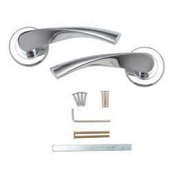Serozzetta Breeze Fire Rated Lever on Rose Door Handles Pair Polished Chrome