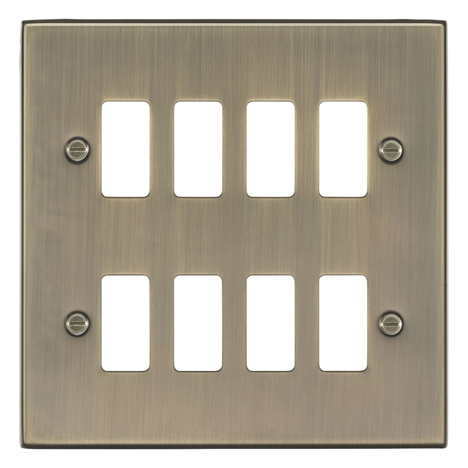 Knightsbridge 8-Module Grid Faceplate Antique Brass (401CR)