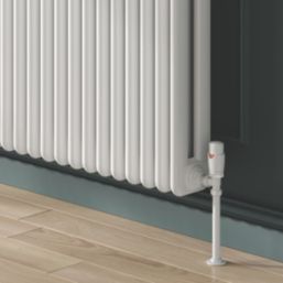 Reina Modal TRV 15mm x 15mm White Angled & L/S Designer Thermostatic Radiator Valve & Lockshield