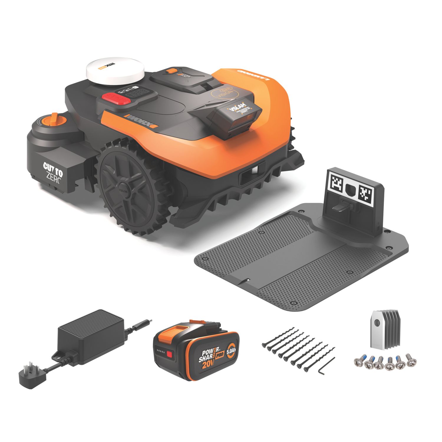 Worx 240V 5.0Ah Li-Ion PowerShare Brushless Cordless 22cm WR318E Vision Cloud Robotic Lawn Mower (401EH)
