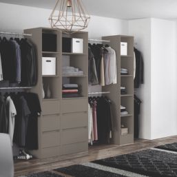 Spacepro  5-Shelf Tower Unit with Hanger Bar Stone Grey 450mm x 2100mm