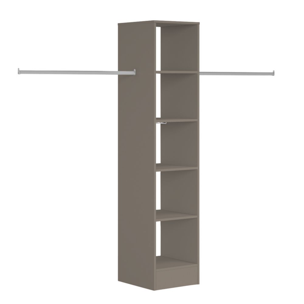 Spacepro 5Shelf Tower Unit with Hanger Bar Stone Grey 450mm x 2100mm