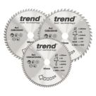 Trend CSB/250/3PK Wood/Plastic TCT Circular Saw Blades 250mm x 30mm 48/60/84T 3 Pack