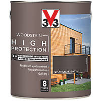 V33  High-Protection Exterior Woodstain Satin Charcoal 2.5Ltr