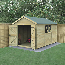 Forest Timberdale 8' 6" x 12' (Nominal) Apex Tongue & Groove Timber Shed with Base & Assembly