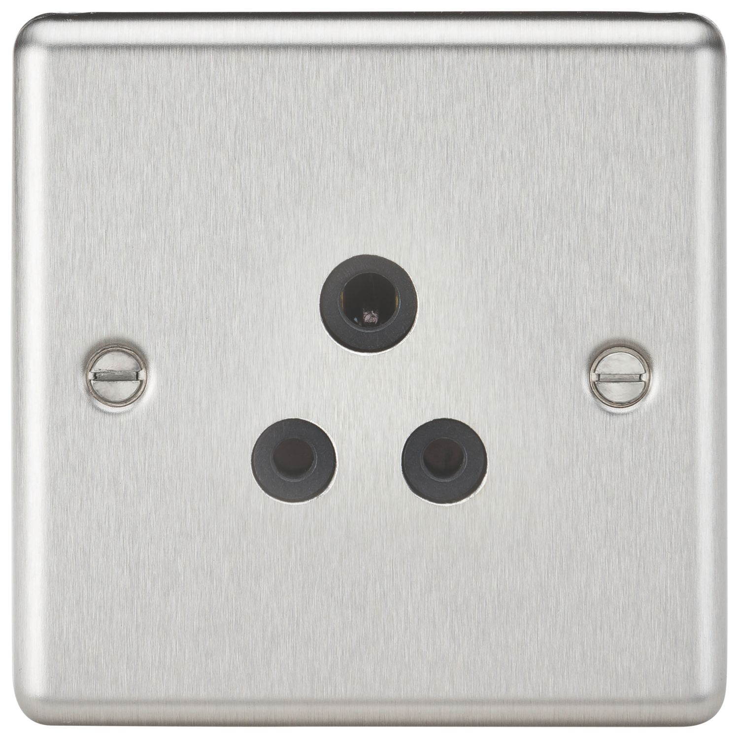 Knightsbridge 5A 1-Gang Unswitched Socket Brushed Chrome with Black Inserts (401TY)