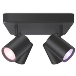 WiZ Imageo RGB & White LED Wifi-Connected Square Plate 4 Adjustable Spotlights Black 20W 345lm