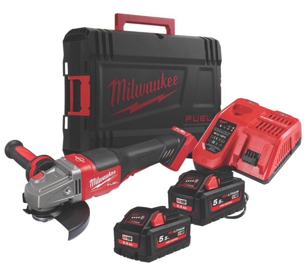 Milwaukee M18FHSAG125XPDB 552X 18V 2 x 5.5Ah Li Ion RedLithium