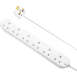 Masterplug 13A 6-Gang Unswitched  Extension Lead White 3m