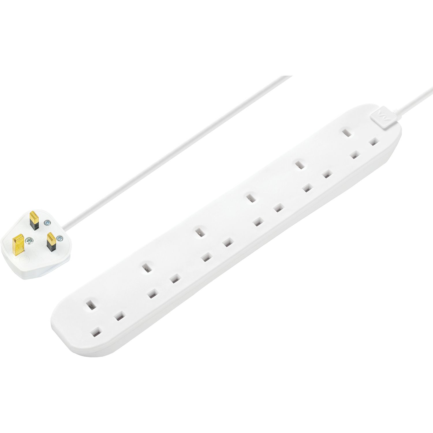 Masterplug 13A 6-Gang Unswitched Extension Lead White 3m (401XF)