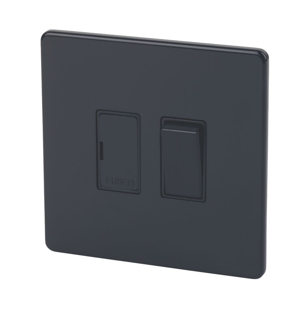 Varilight  13AX Switched Fused Spur  Jet Black with Black Inserts