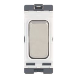Hager Sollysta WMGS12BSW 20A Grid SP Control Switch Brushed Steel  with White Inserts