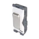Hager Sollysta WMGS12BSW 20A Grid SP Control Switch Brushed Steel  with White Inserts
