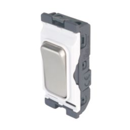 Hager Sollysta WMGS12BSW 20A Grid SP Control Switch Brushed Steel  with White Inserts