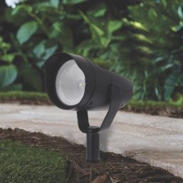 Essentials  Outdoor LED Solar-Powered Spike Light Black 15lm