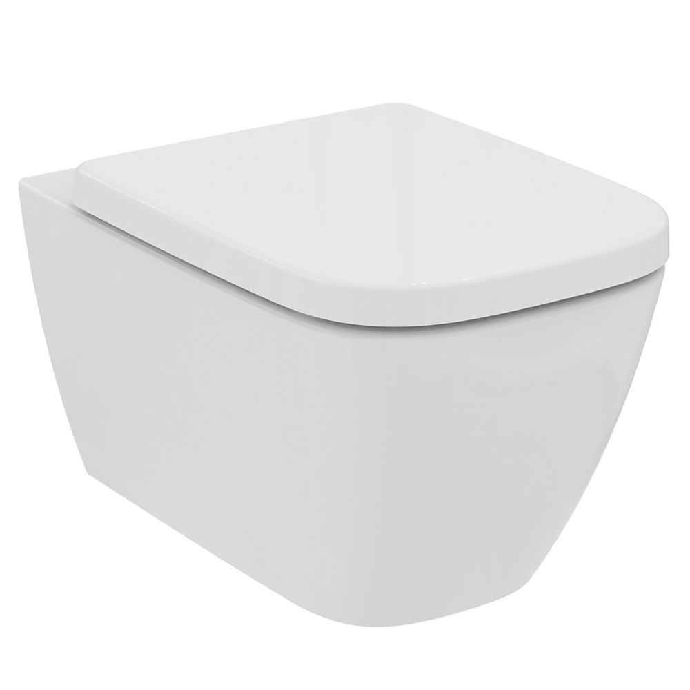 Nes Home Elliss Rimless Wall Hung Toilet Pan + Soft Close Toilet Seat - 8