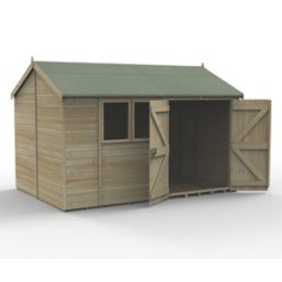 Forest Timberdale 12' x 8' 6" (Nominal) Reverse Apex Tongue & Groove Timber Shed with Base