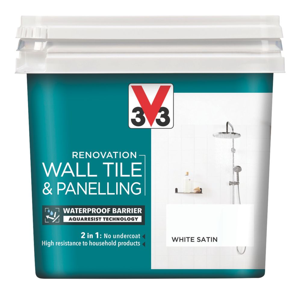 V33 Wall Tile & Panelling Paint Satin White 750ml | Tile Paints ...
