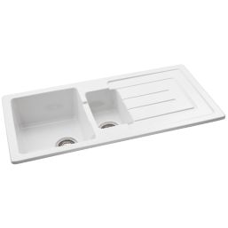 Abode Acton 1.5 Bowl Fireclay Ceramic Kitchen Sink With Reversible Drainer 1000mm x 500mm