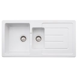 Abode Acton 1.5 Bowl Fireclay Ceramic Kitchen Sink With Reversible Drainer 1000mm x 500mm