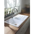 Abode Acton 1.5 Bowl Fireclay Ceramic Kitchen Sink With Reversible Drainer 1000mm x 500mm