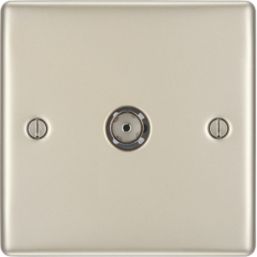 British General Nexus Metal 1-Gang Coaxial TV / FM Socket Pearl Nickel