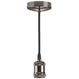 Knightsbridge Vintage 6" Pendant Set Light Fitting ES Black Nickel 3 1/2"