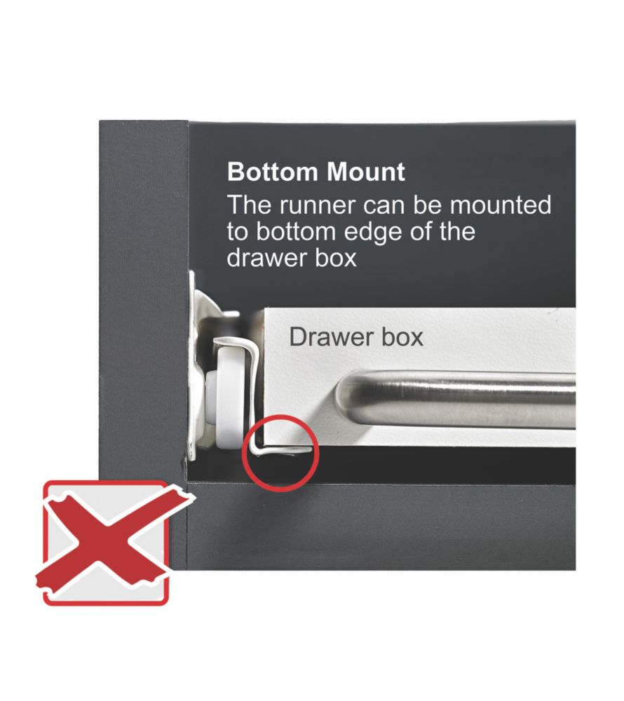thumbnail image 2 of 18" Strong Steel Self-Closing Bottom Fix Drawer Runners – 1 Pair (450mm) Kitchen Cabinet Slides 2 of 6