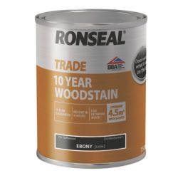 Ronseal 750ml Ebony Satin Water-Based Exterior Wood Stain