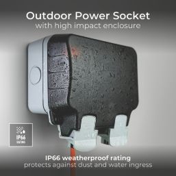 British General Storm IP66 13A 2-Gang DP Weatherproof Outdoor Switched Active Power Kit