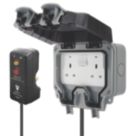 British General Storm IP66 13A 2-Gang DP Weatherproof Outdoor Switched Active RCD Socket