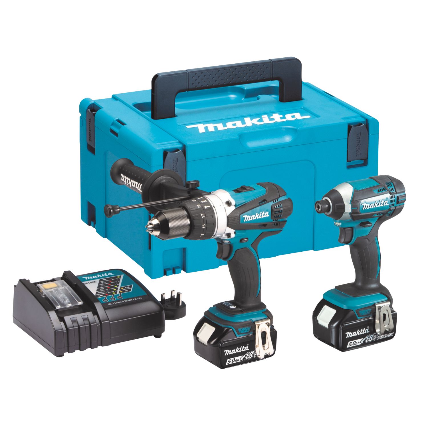 Makita DLX2145TJ 18V 2 x 5.0Ah Li-Ion LXT Cordless Combi Drill & Impact Driver Twin Pack (4044R)