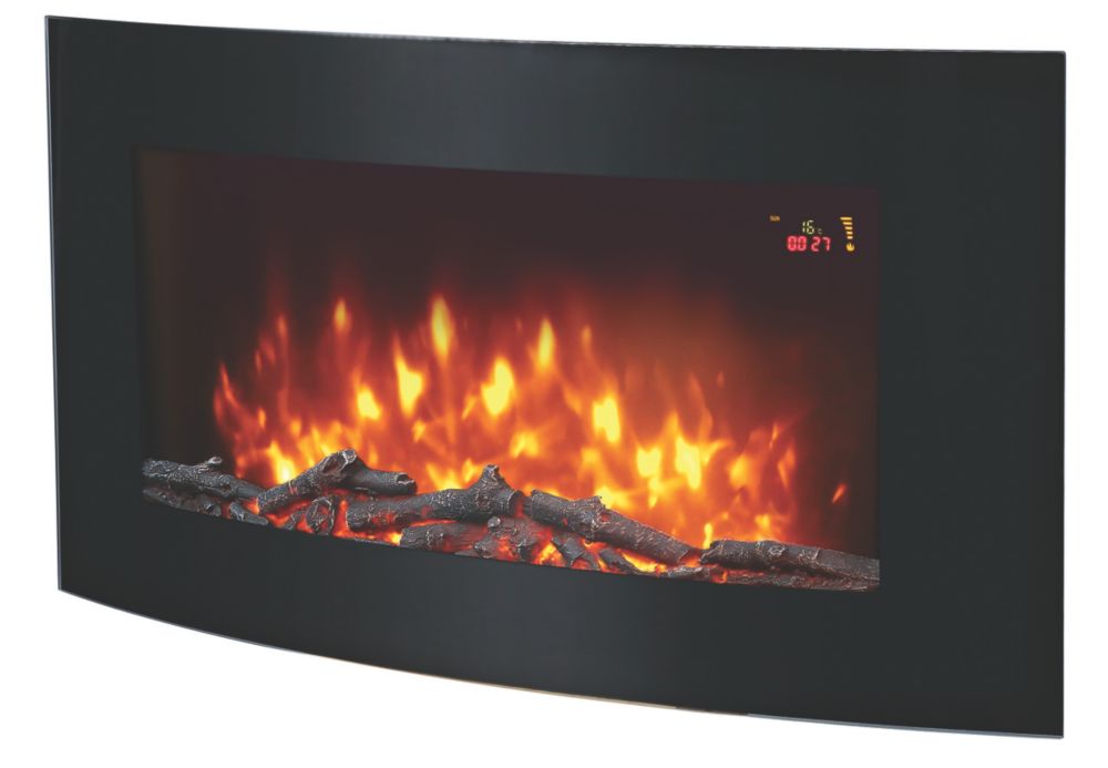 Black Remote Control Wall-Mounted Electric Fire 1000mm x 500mm