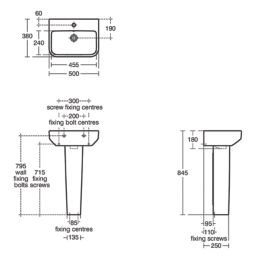 Ideal Standard i.life S Washbasin & Pedestal 1 Tap Hole 500mm