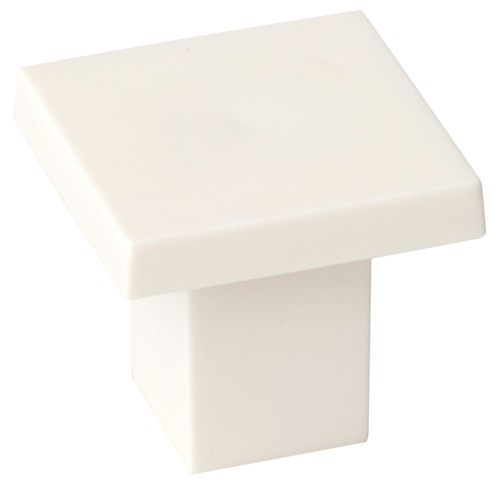 Essentials Decorative Square Knobs White 30mm 6 Pack Screwfix