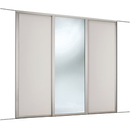 Spacepro  3-Door Sliding Wardrobe Door Kit Dove Grey Frame Dove Grey / Mirror Panel 2136mm x 2260mm