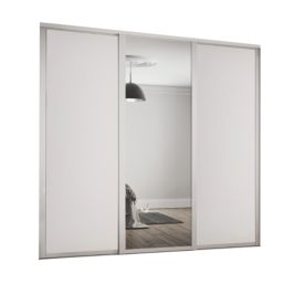 Spacepro  3-Door Sliding Wardrobe Door Kit Dove Grey Frame Dove Grey / Mirror Panel 2136mm x 2260mm