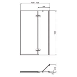 Ideal Standard i.life Frameless Silver 2-Panel Hinged Bath Screen Right-Handed 1000-1025mm x 1505mm