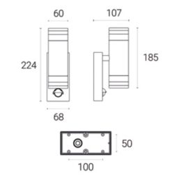 4lite Marinus Outdoor IP44 Up/Down Wall Light With PIR Sensor Anthracite