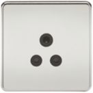 Knightsbridge  5A 1-Gang Unswitched Socket Polished Chrome with Black Inserts