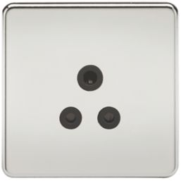 Knightsbridge  5A 1-Gang Unswitched Socket Polished Chrome with Black Inserts