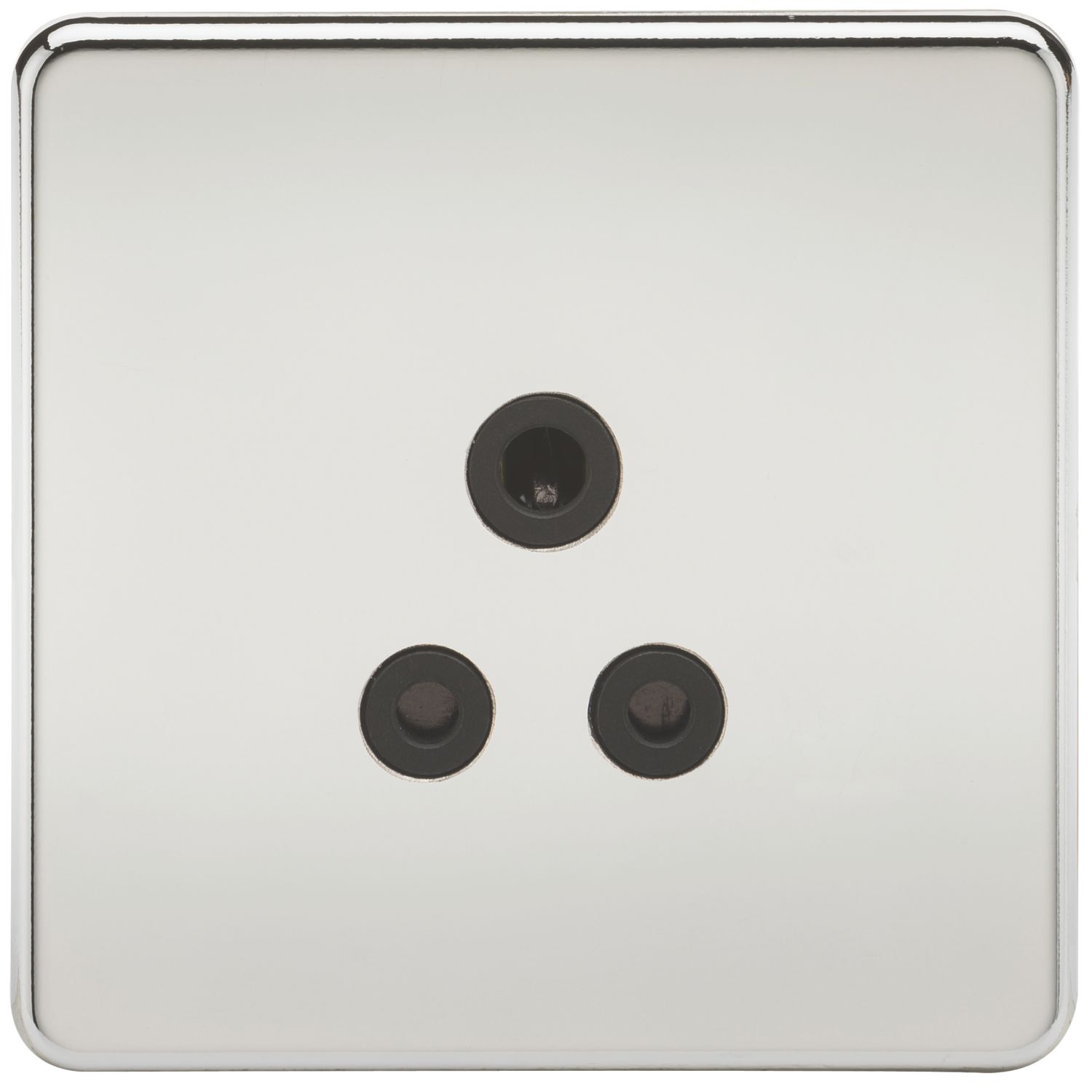 Knightsbridge 5A 1-Gang Unswitched Socket Polished Chrome with Black Inserts (404TY)