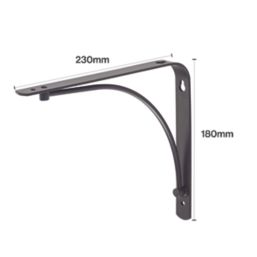 Essentials Arc  Shelf Brackets Black 230mm x 180mm 4 Pack