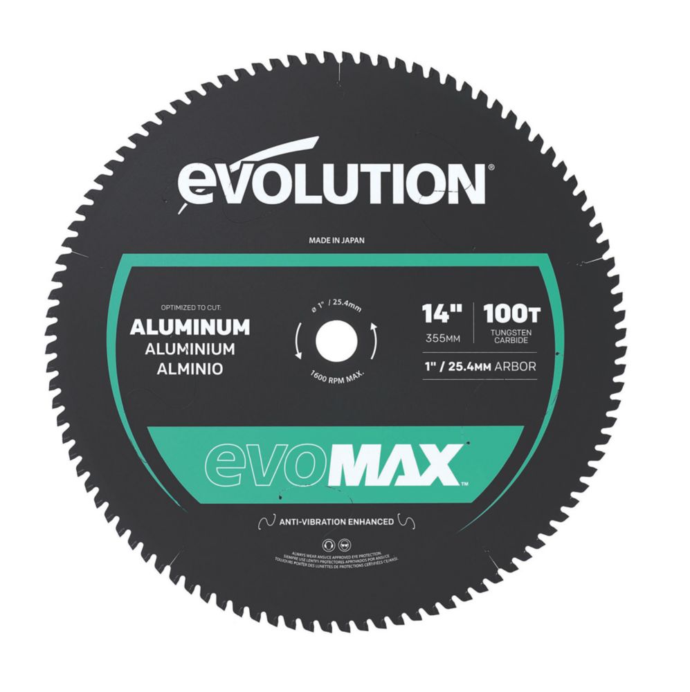 Evolution EVOMAX14AL Aluminium Circular Saw Blade 355mm x 25.4mm 100T