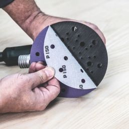 Trend  AB/150/M6 60, 120 & 240 Grit 14-Hole Punched Multi-Material Random Orbital Sanding Discs 150mm 6 Pack