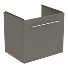 Ideal Standard i.life S Wall Hung Vanity Unit with Chrome Handle & Basin Matt Quartz Grey 500mm x 375mm x 440mm