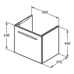 Ideal Standard i.life S Wall Hung Vanity Unit with Chrome Handle & Basin Matt Quartz Grey 500mm x 375mm x 440mm