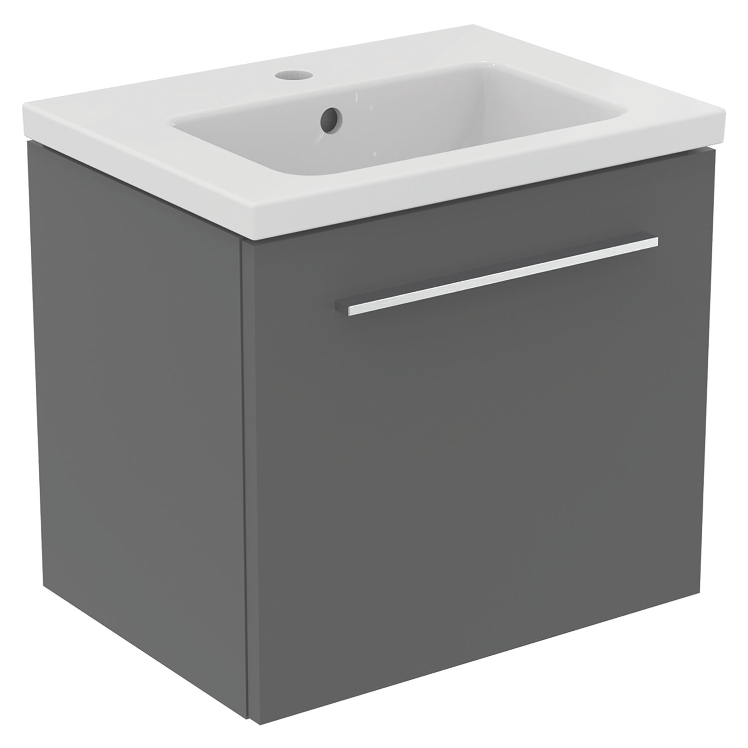 Ideal Standard i.life S Wall Hung Vanity Unit with Chrome Handle & Basin Matt Quartz Grey 500mm x 375mm x 440mm (405HM)